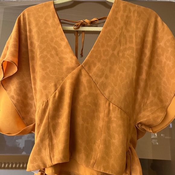 Anthropologie Current Air Leopard Print Wrap Top - Picture 4 of 9